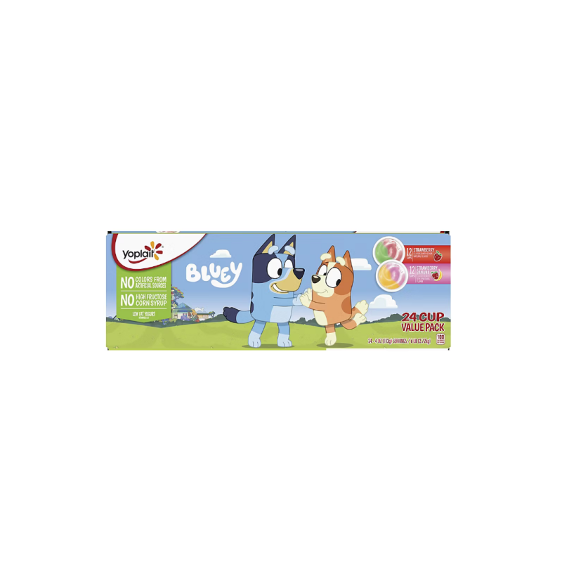 Paquete variado de yogur bajo en grasa, fresa, plátano y fresa Yoplait yokids (24U, 4oz)